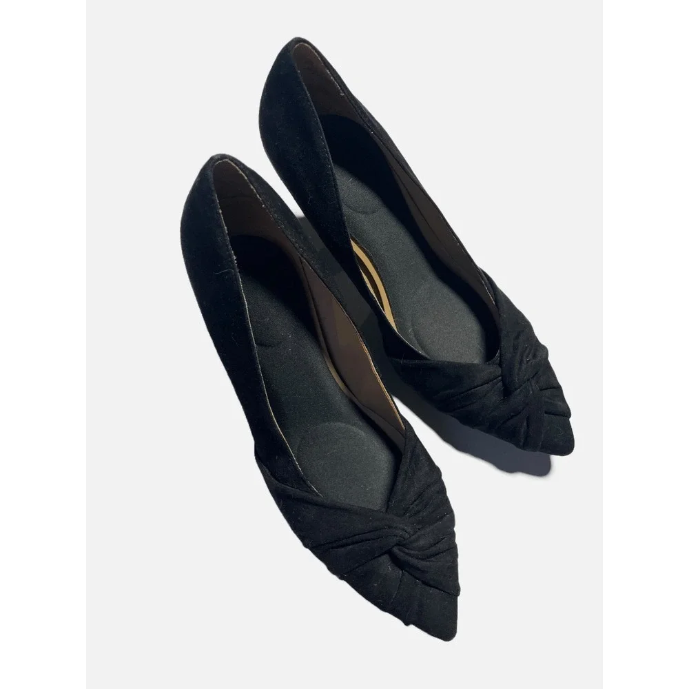 Naturalizer Margret Pumps Women 9 Black Suede Knot Pointed Toe Kitten Heel Offic